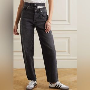 AGOLDE
Broken Waistband cutout high-rise straight-leg organic jeans